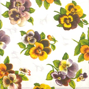 2 pz Decoupage tovagliolo 33x33cm, 3-ply, tovagliolo di carta, tovagliolo di tessuto, Decoupage, Scrapbooking, Pansy fiori #kb02