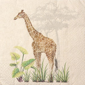 2 Tovaglioli per decoupage Giraffa / Decorazione per inaugurazione della casa / Tovaglioli di carta Africa / Tovagliolo per decoupage / Tovaglioli di carta / Tovagliolo di carta n. 01