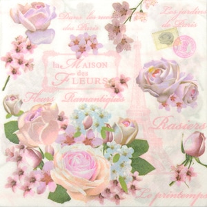 2 pcs Cotovali di decoupage 33x33cm Tovagliolo di carta da 3 plissoli Tovaglioli per tessuti Tovaglioli di decoupage Decorazioni per feste estive Rosa Fiori #kr38