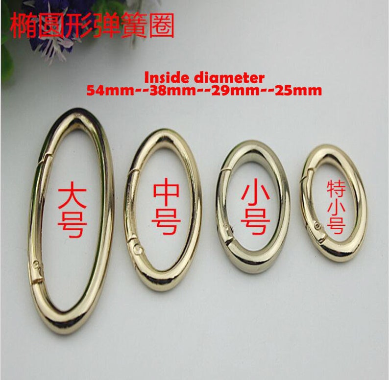 6 pcs gold Silver gun black oval spring ring clasp round split key ring O rings D rings DIY bag handabag purse hardware