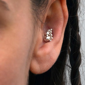 Handmade Silver Wave Conch Piercing Cornwall Inspired Sterling Silver Conch Earring Recycled Silver Conch Jewelry Unique Conch Earring