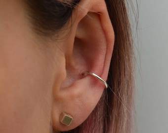 Smooth SIlver Conch Hoop: Seamless Cartilage Piercing