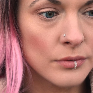 Anneau pour les lèvres en argent sterling : 16 g Anneau pour les lèvres sans couture 18 g