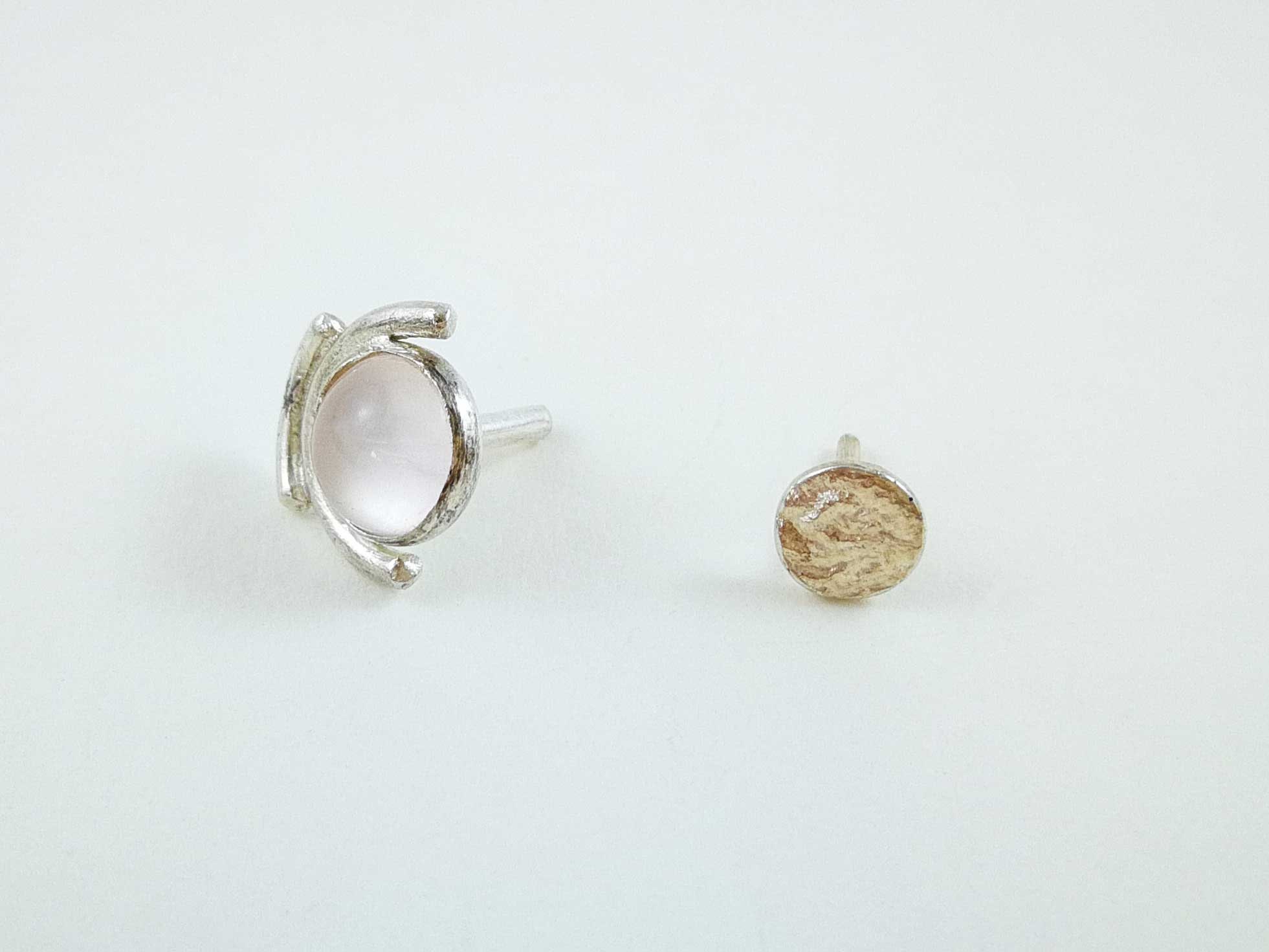 Sun and Moon Rose Quartz Conch Earring | Sterling Silver