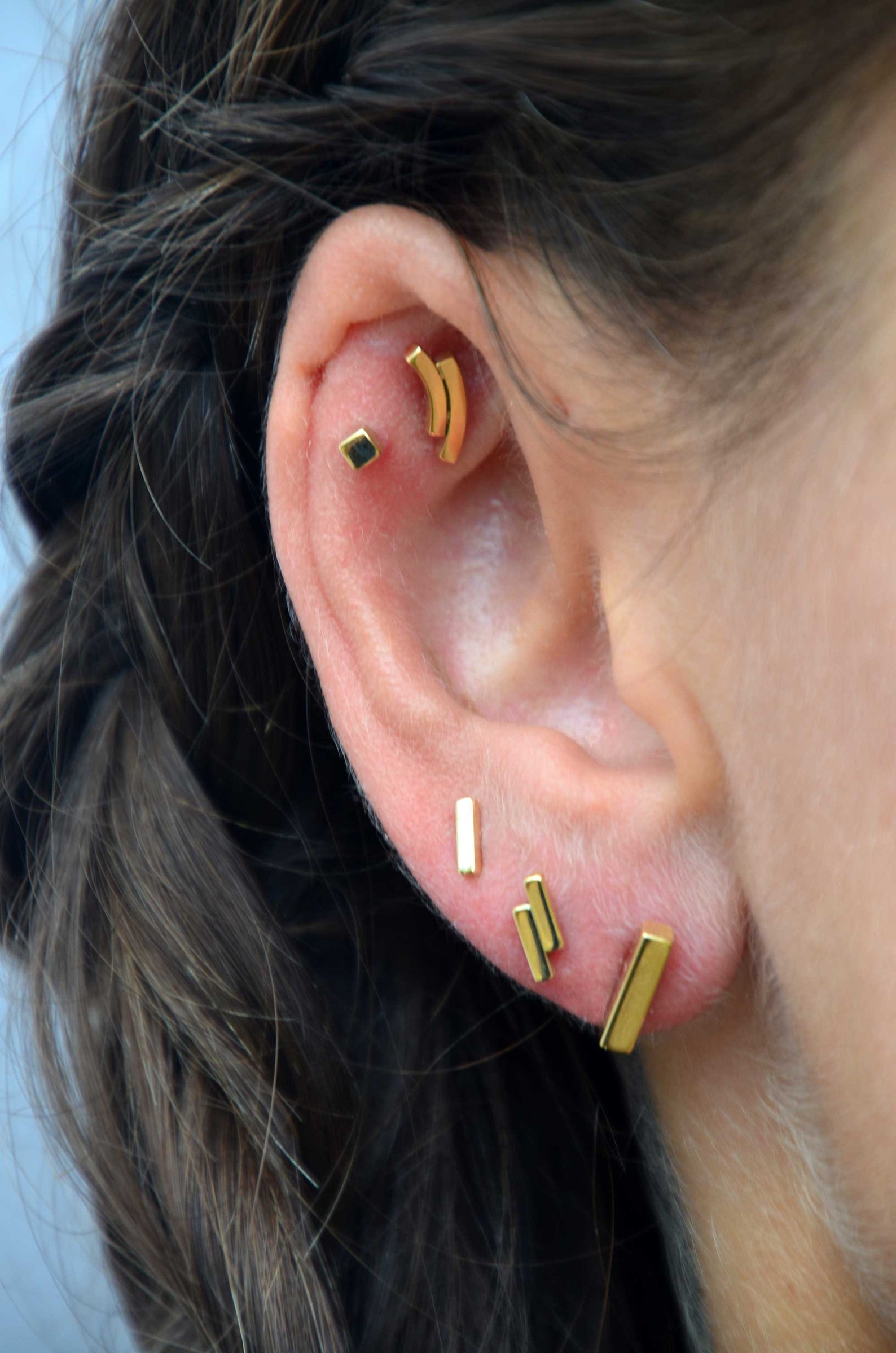 gold helix ring earring