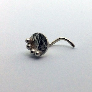 Sterling Silver Disc Nose Stud: Geometric Tribal Jewelry