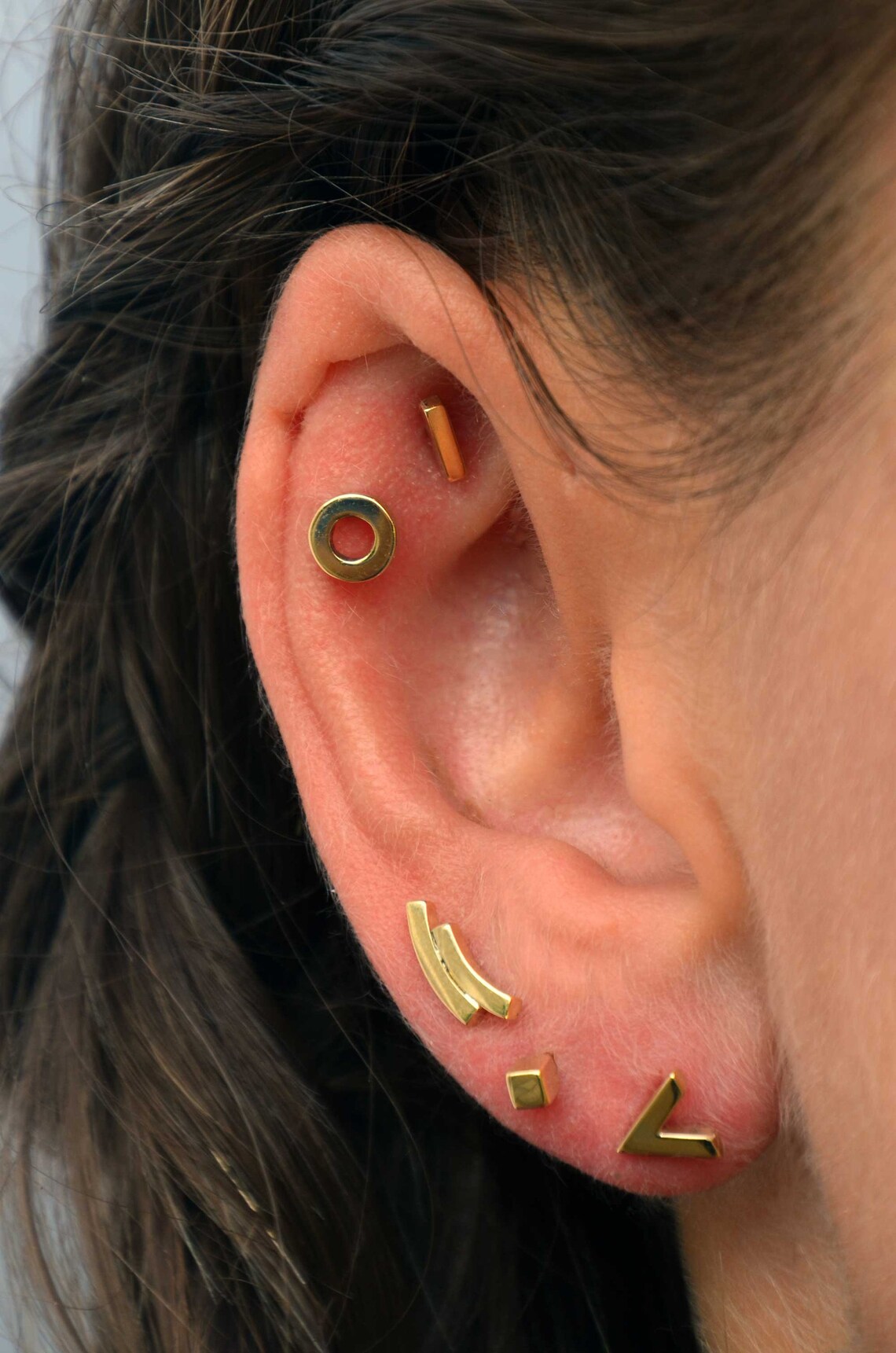 gold helix ring earring