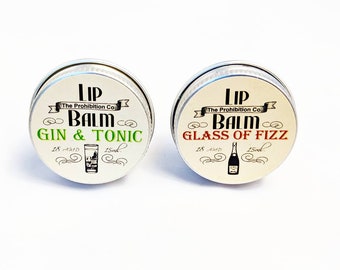 Glass of Fizz and Gin & Tonic Lip Balm set, Lip Repair by Half Ounce Co. Mother's Day Gift!