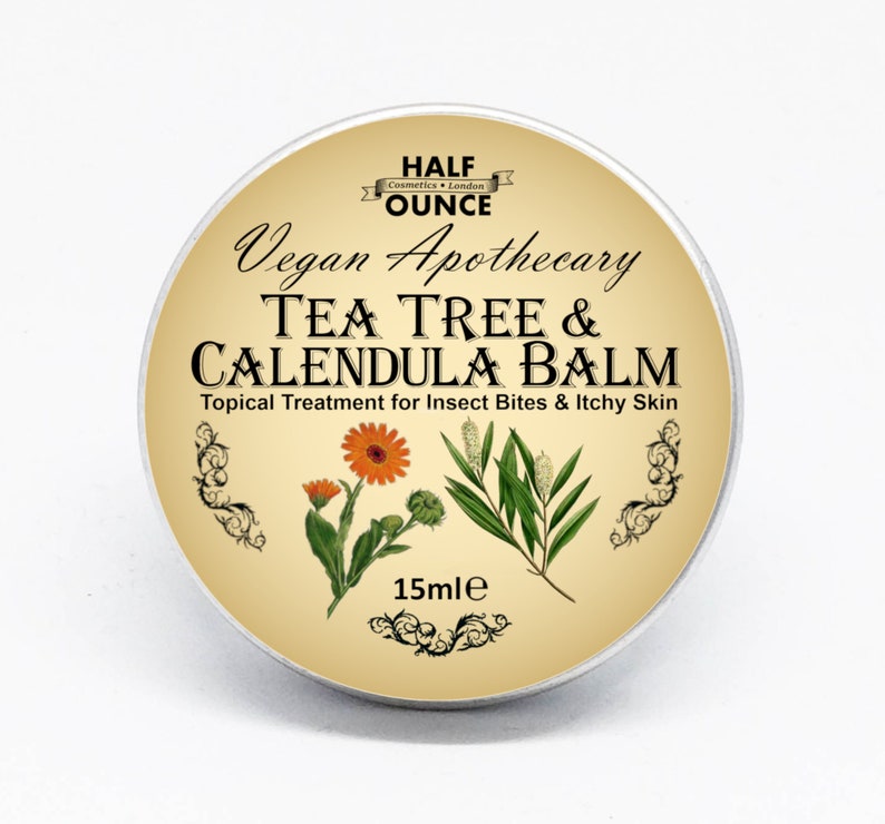 Insect Bite and Itchy Skin Balm, Vegan Apothecary, Naturally Soothing Balm with Calendula and Tea Tree image 1