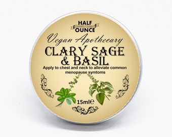 Clary Sage and Basil Balm, Vegan and Natural Balm for alleviation of Menopause symptoms