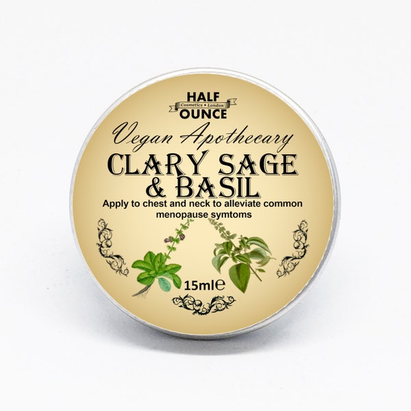 Clary Sage and Basil Balm, Vegan and Natural Balm for alleviation of Menopause symptoms