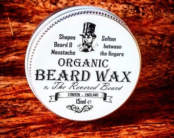 15ml Organic Beard and Moustache Wax.  Premium Quality Wax, ideal for hipster Styling with twists, curls and points