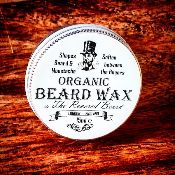 15ml Organic Beard and Moustache Wax.  Premium Quality Wax, ideal for hipster Styling with twists, curls and points