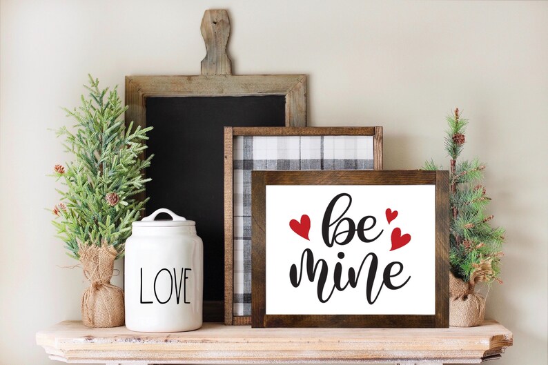 Valentine Decor Coffee Bar Sign Valentines Framed Sign 14x17 Valentines Day Framed Sign Horizontal Red Hearts Be Mine