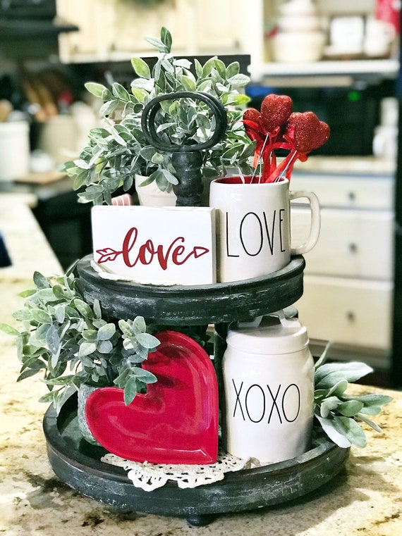Love Tiered Tray Sign Valentines Tiered Tray Sign Winter Etsy