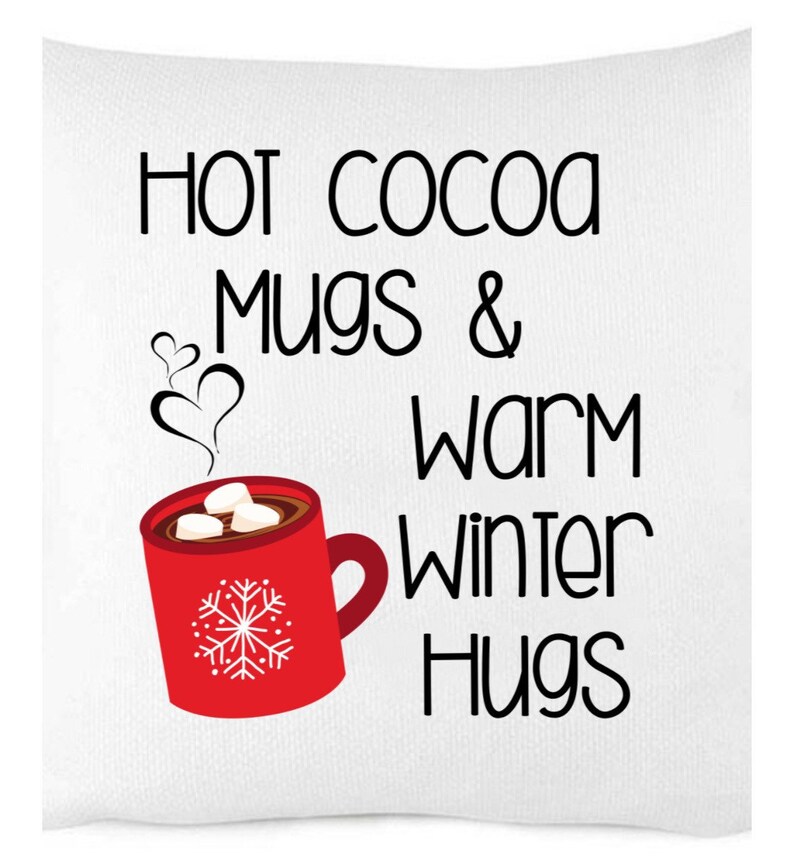 Hot Cocoa Mugs & Warm Winter Hugs Christmas Pillow Cover Hit Etsy