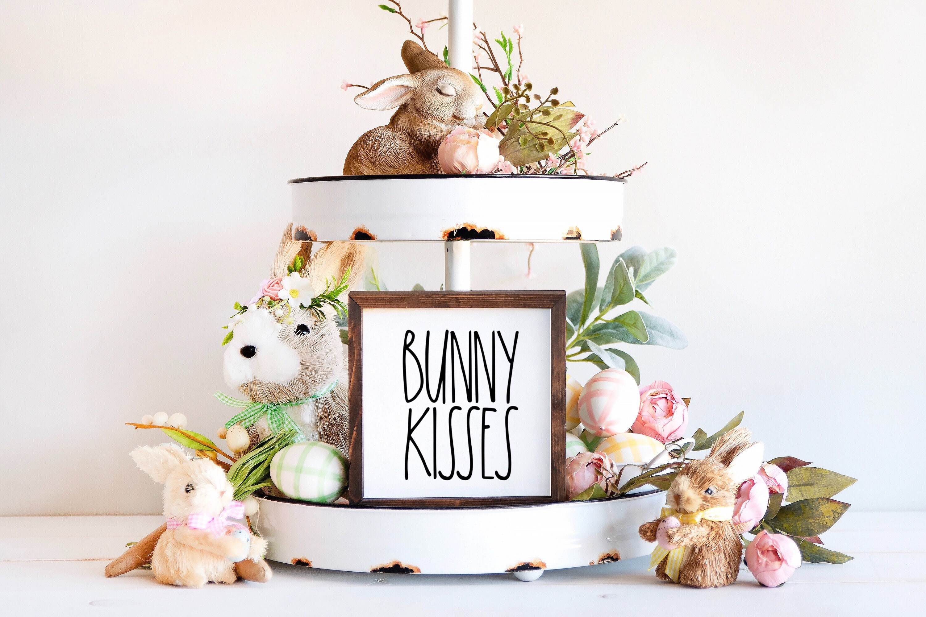 Rae Dunn Inspired Bunny Kisses 6x6 Framed Sign Hello Spring | Etsy