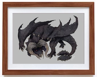 Impresión artística de BLACK DIABLOS inspirada en Monster Hunter