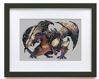 Monster Hunter inspiriert NERGIGANTE Kunstdruck Poster Fanart
