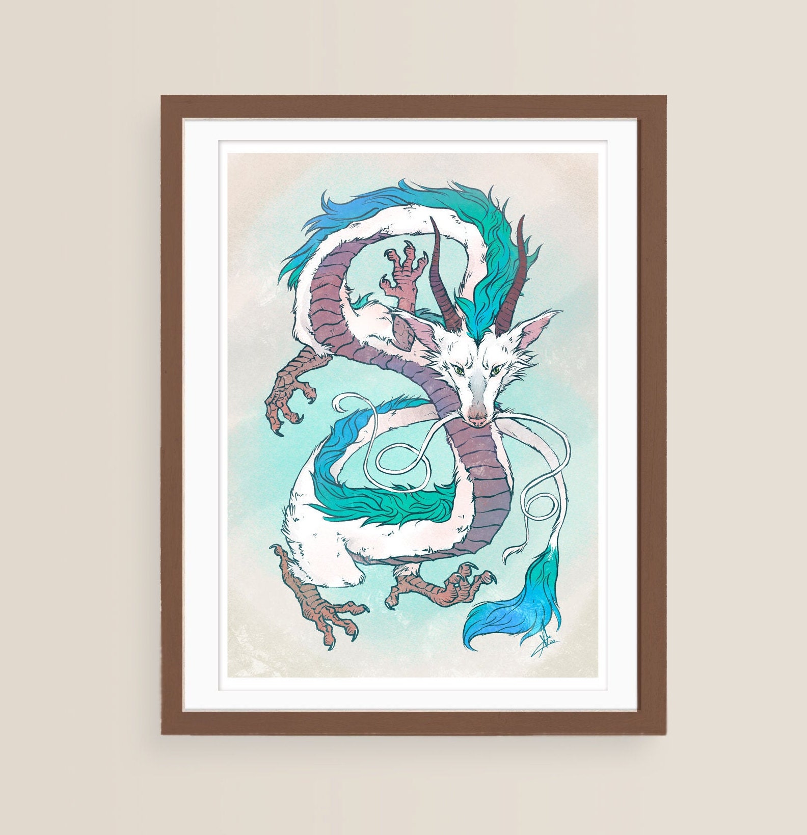 Spirited Away Inspired A4 Art Print HAKU the River Spirit Poster