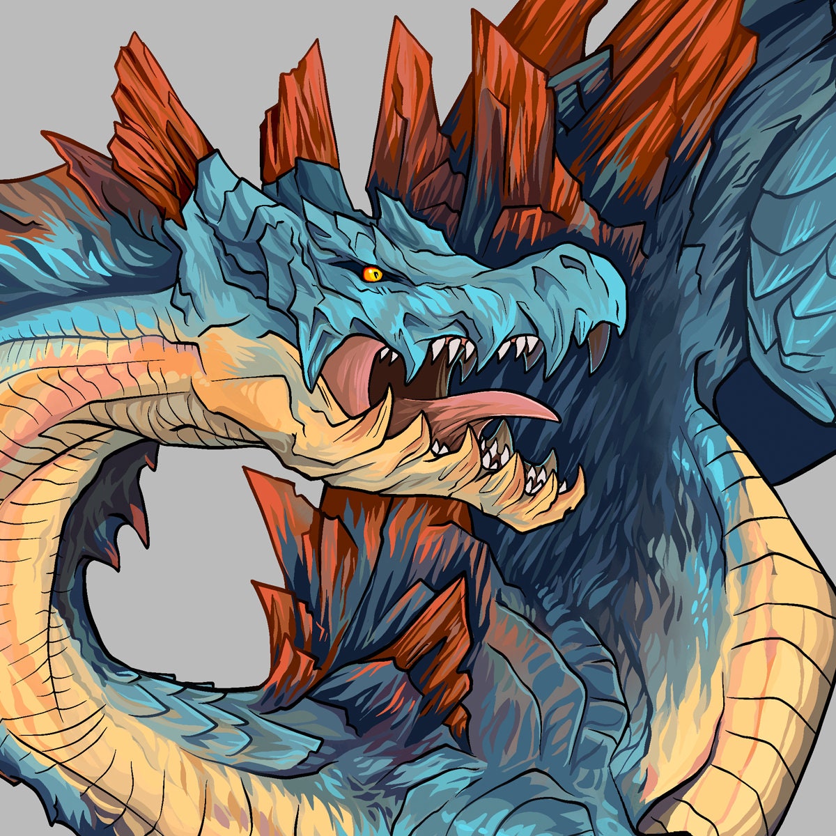 モンスターハンターライズラギアクルス　バルファルク　 油絵 モンスターハンターライズラギアクルス バルファルク 油絵