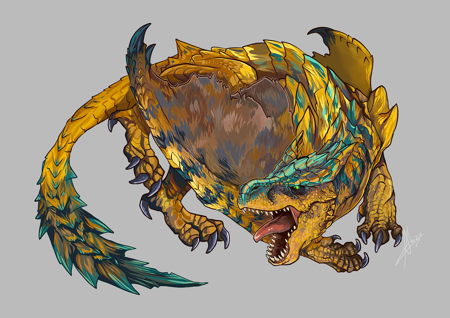 モンスターハンター風ティグレックスアートプリント - Etsy 日本
