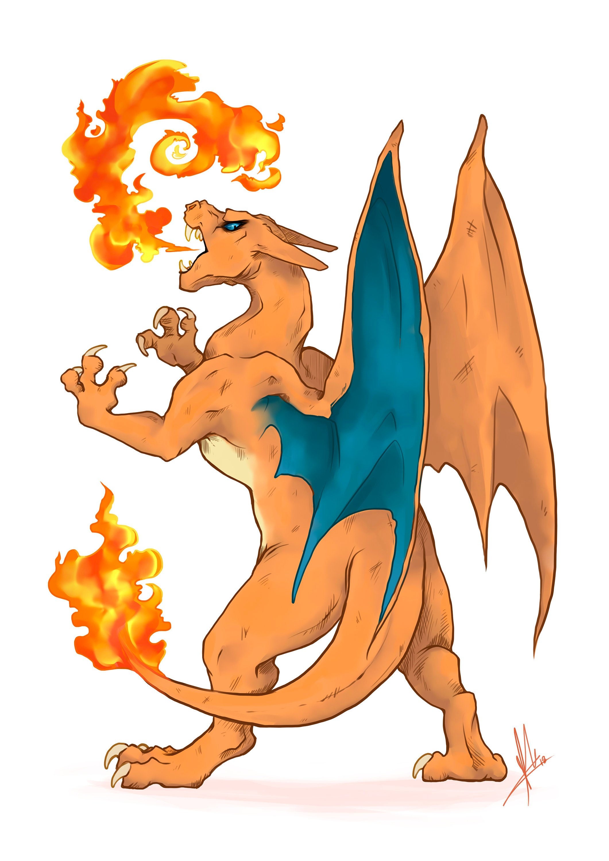 Mega Charizard Y vs Mega Charizard X Pokemon Print Poster Wall Art Picture  A4 +