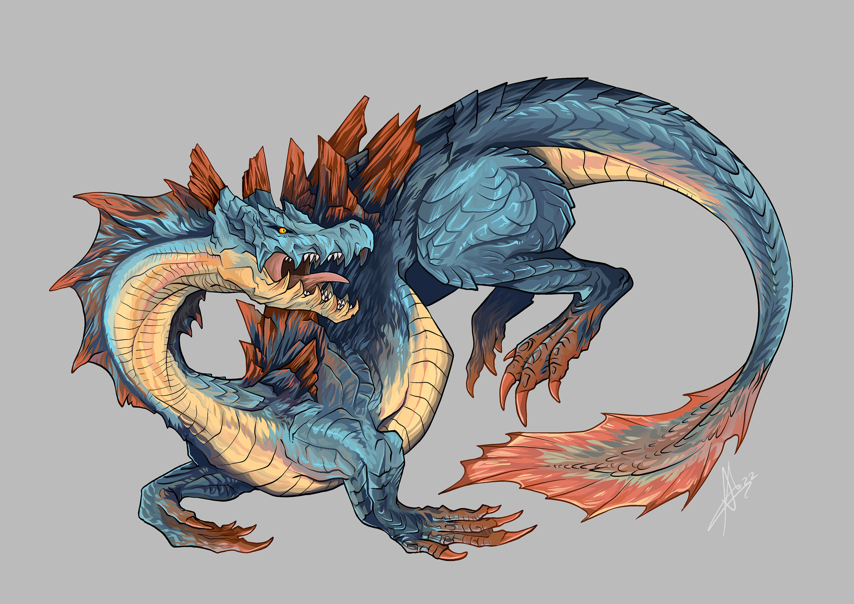 モンスターハンターライズラギアクルス　バルファルク　 油絵 モンハン #モンハン部 #rise #monsterhunter #イラスト