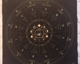 Großes Tarot-Tuch ""Astro-Rad"" / Altartuch."