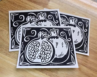 Ode to Persephone-Linocut Print Pomegranate Greek Myth Art Print