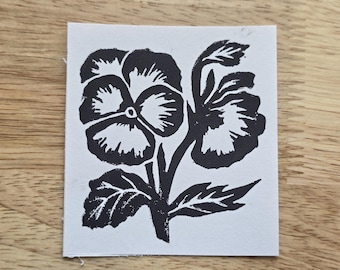Violets for Sappho-Linocut Print Flowers Greek Myth Ink Art Print