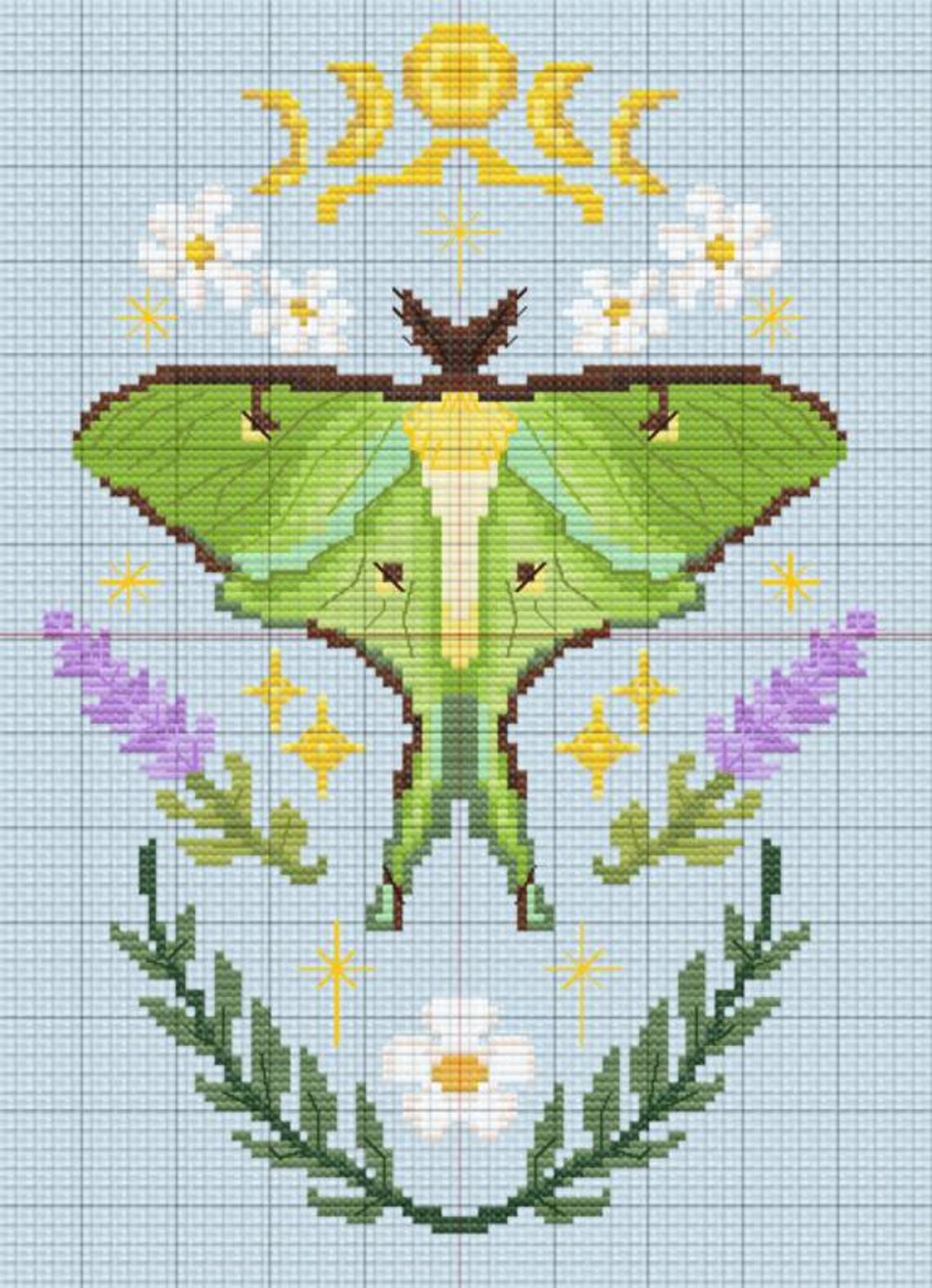 Luna Moth Digital Cross Stitch Pattern - Etsy