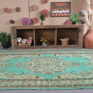 Vintage Rug, Large Rug, Turkish Rug, Antique Rugs, Rugs For Living Room, 5.5x8.8 ft Green Rug, Anatolian Rug, Large Vintage Rug,  13766