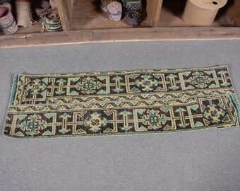 パッチワークラグ、ヴィンテージラグ、トルコラグ、2x5インチの小さな