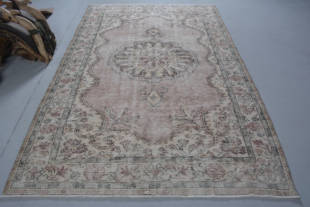 6 x 9 フィートの Oushak ラグ、ヴィンテージ トルコ カーペット、伝統