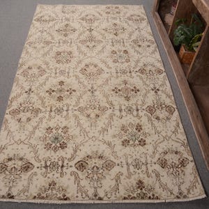 Vintage Rug, Turkish Rug, 4x7 Area Rugs, Anatolian Rug, Rugs For Dining Room, 3.8x6.9 ft Beige Rug, Soft Washable Oushak Rug, Vintage Decor,