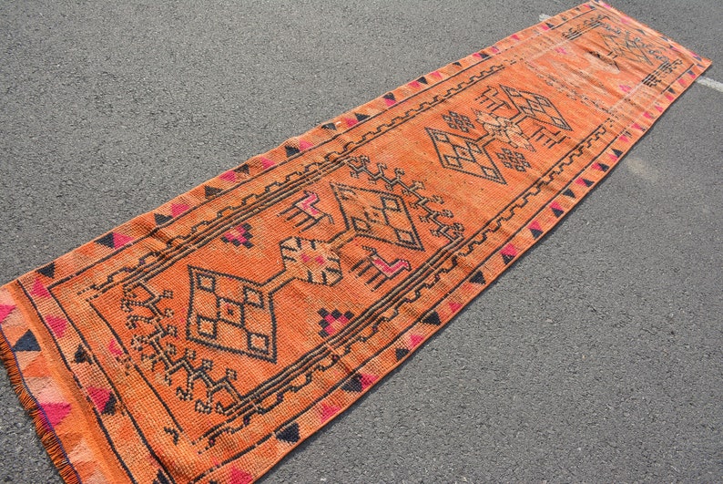 Turkish Rug Organic Rug Herki Rug 2.7x12.1 ft Hallway Rug Antique Rug Oriental Rug Code 8674 Vintage Rug Runner Rug Kitchen Rug