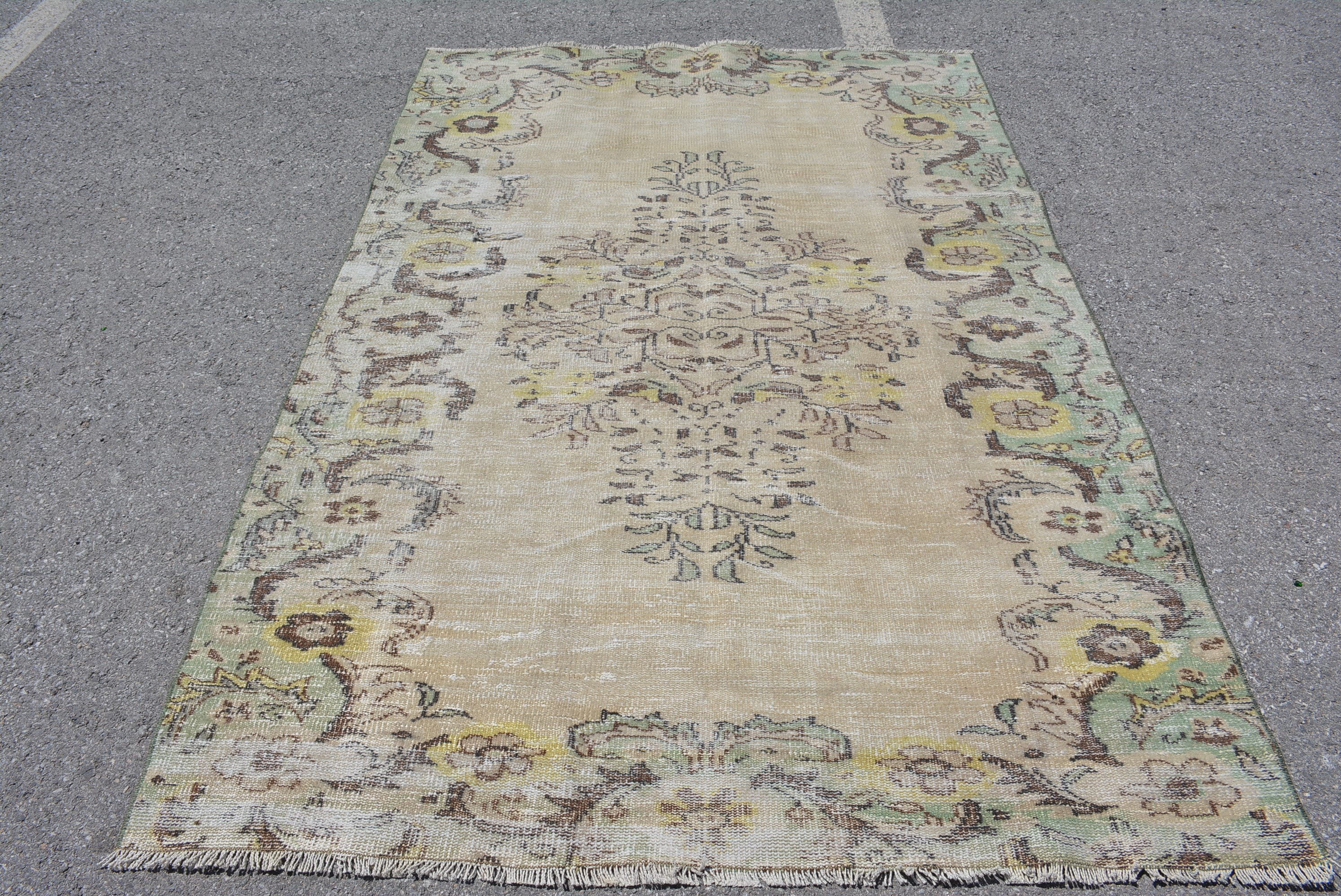Tappeto turco, tappeto grande 5,6x8,9 piedi, tappeti antichi, grande tappeto Oushak, tappeto vintage, tappeti per soggiorno, tappeti orientali, tappet