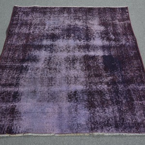 Turkish Rug, Vintage Rug, 3.5x4.7 ft Accent Rug, Oushak Rug, Rugs For Kitchen, Purple Oriental Rug, Overdyed Accent Rug, Faded Rug,