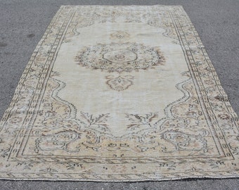 Vintage Rug, Large Carpet, Turkish Rug, Home Decor Rug, 71x104 inches Beige Carpet, Office Rug, Salon Carpet, Bohemian Oversize Carpet,  945