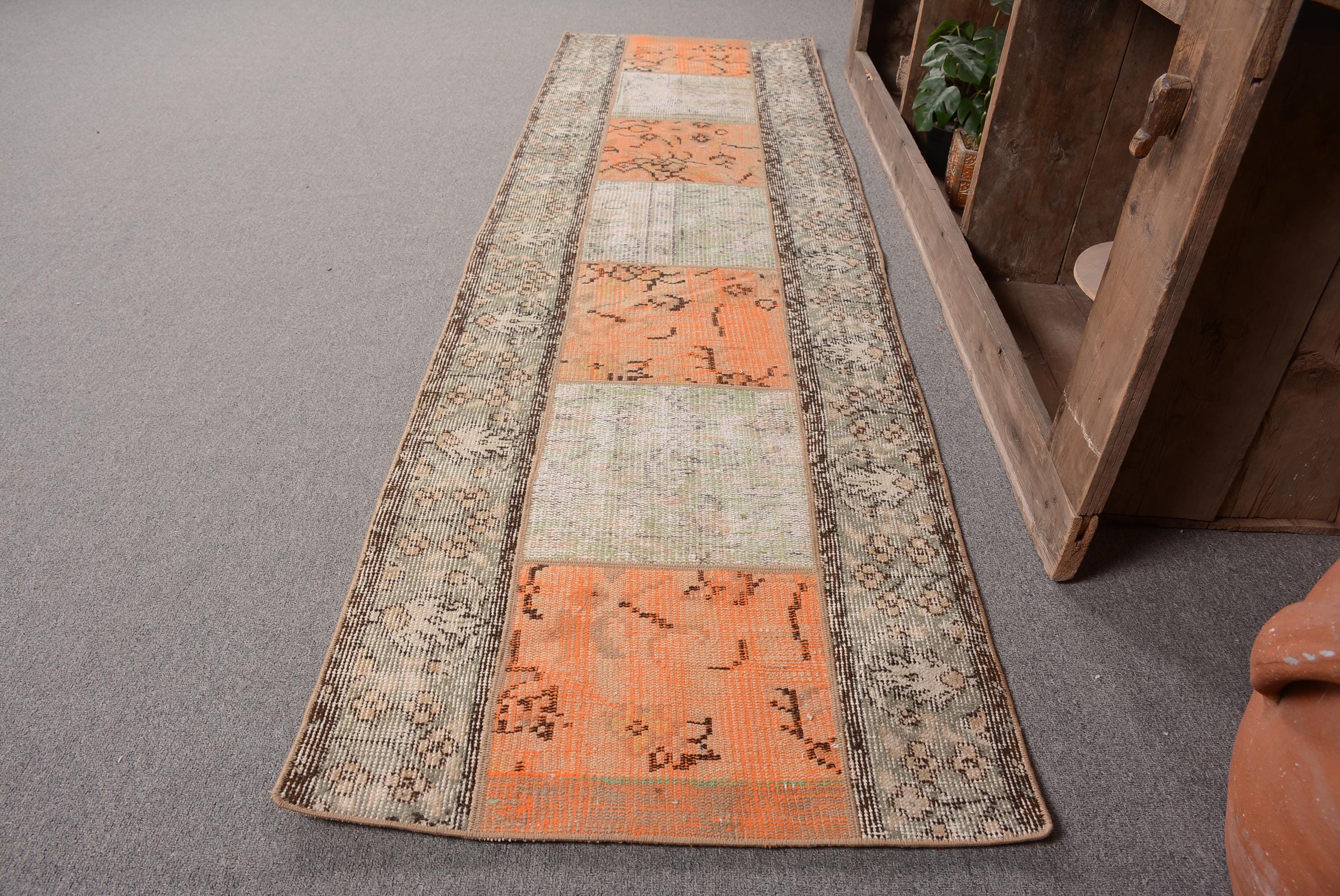 トルコラグ、ヴィンテージラグ、2x8 ランナーラグ、パッチワークラグ