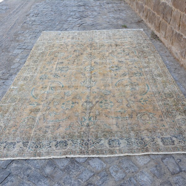 oversize rug turkish rug oushak rug area rug living room rug handmade rug rustic rug anatolian rugs 6.5' x 10.3'  FREE SHIPPING Code 2377