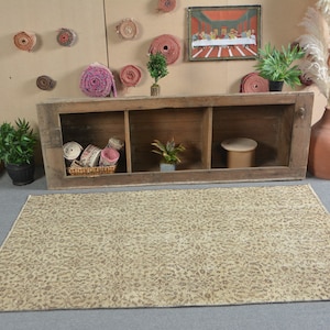 Vintage Rug, Turkish Rug, Area Rug, Anatolian Rug, Rugs For Dining Room, 3.9x6.3 ft Beige Rug, Faded Rug, Oushak Rugs, Gift For Him,  13790