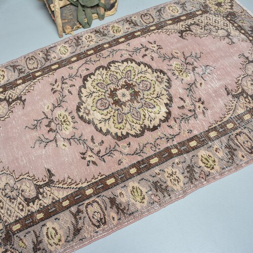 Vintage Rug, Turkish Rug, Area Rug, Oushak Carpet, 50x80 inches Brown Carpet, Wool Indoor Rugs, shops Anatolian Bedroom Rugs, 12314
