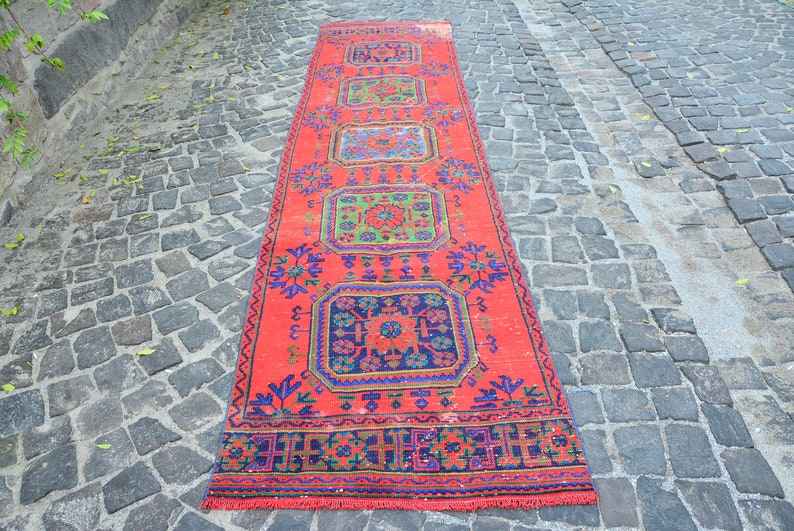 3 X 12 2 Red And Blue Rug Runner Hallway