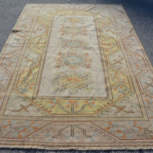 Anatolian Rug, 6.2x9.4 ft Large Rugs, Beige Colorful Rugs, Rugs For Dining Room, Vintage Rug, Turkish Rug, Large Vintage Rug