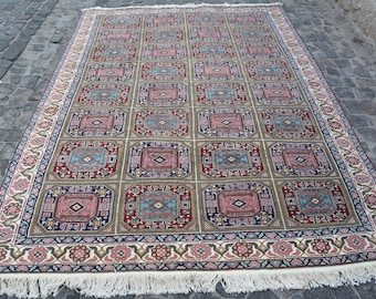 6.5x9.1 ft Small Rug, Rugs For Nursery, Vintage Rug, Antique Rug, Small Oriental Rug, Turkish Rug, Brown Oriental Rugs, Handwoven Gift Rugs