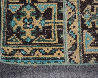 パッチワークラグ、ヴィンテージラグ、トルコラグ、2x5インチの小さな