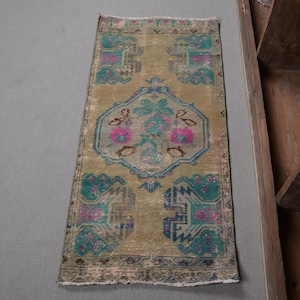 2x3 Small Rug, Turkish Rug, Vintage Oushak Rug, Handmade Anatolian, 50x105cm Runner, Unique Turkish Decor