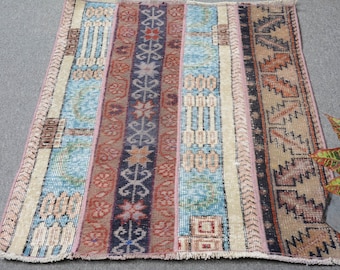 【3日間だけ値下げ】②未使用 トルコ　ラグ　パッチワーク　ヴィンテージ　絨毯 トルコラグ、小型ラグ、ヴィンテージラグ、アンティークラグ、パッチ